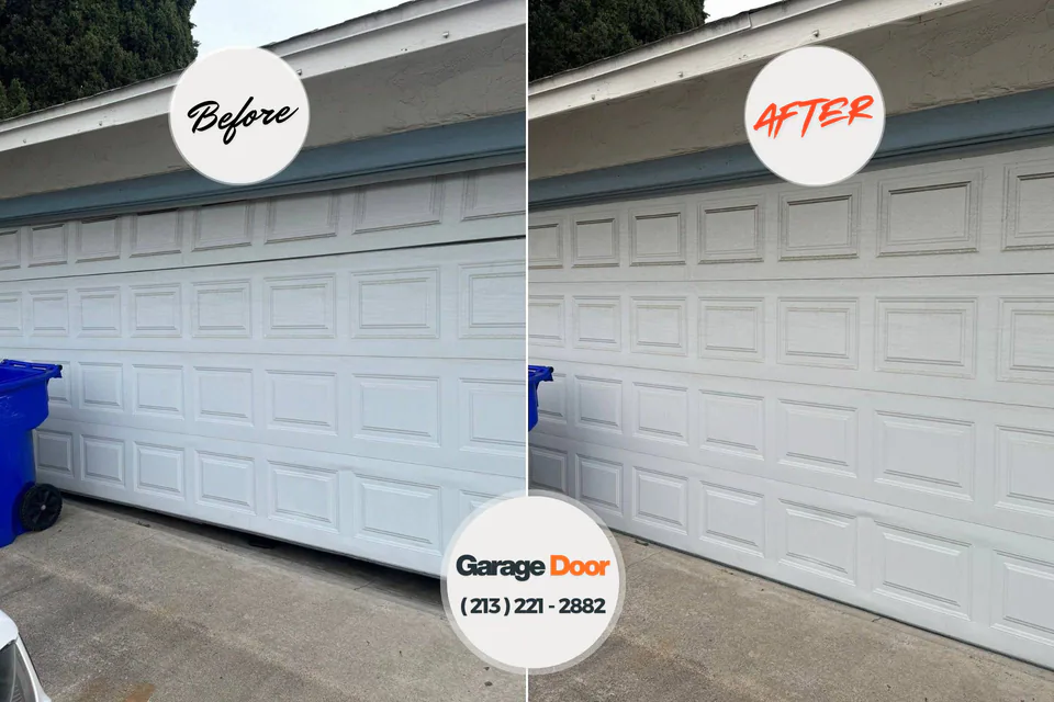 Before and after: garage door repair Vega, TX